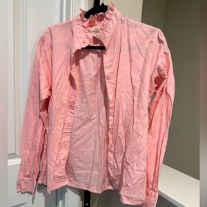 VTG Peck & Peck Pink Button Down / Button Up Oxford Ruffle Collared Shirt